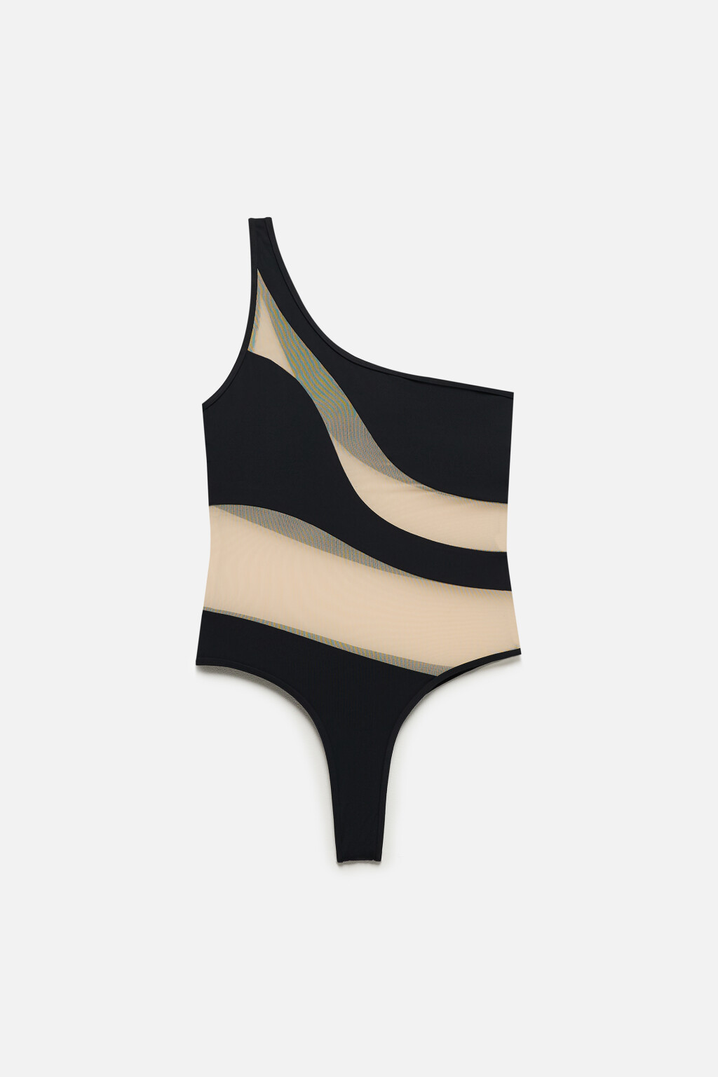 Купальник слитный на одно плечо - цвет черный - 8