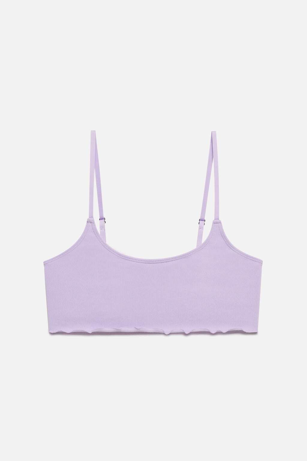 Бюстгальтер-майка в рубчик с оборками - цвет сиреневый - 5