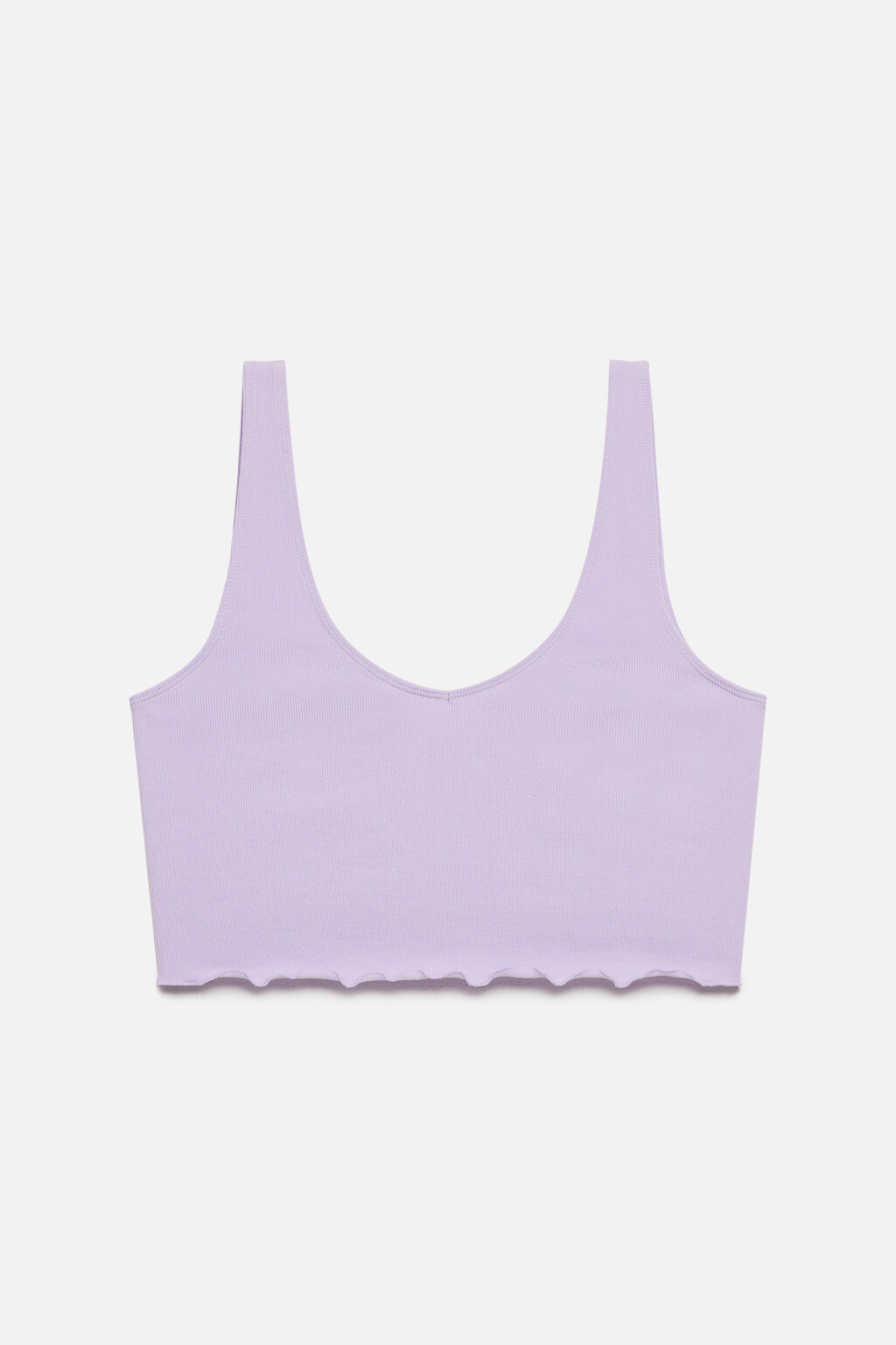 Бюстгальтер-майка в рубчик с оборками - цвет сиреневый - 6