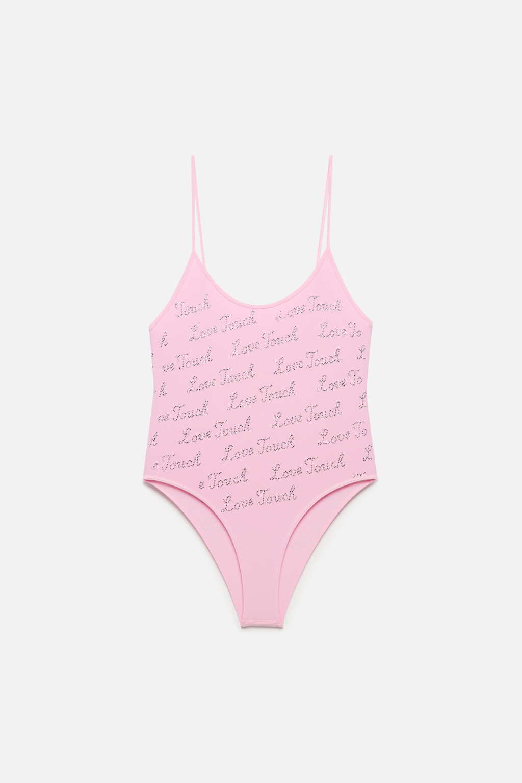 Боди на тонких бретельках со стразами - цвет розовый - 6