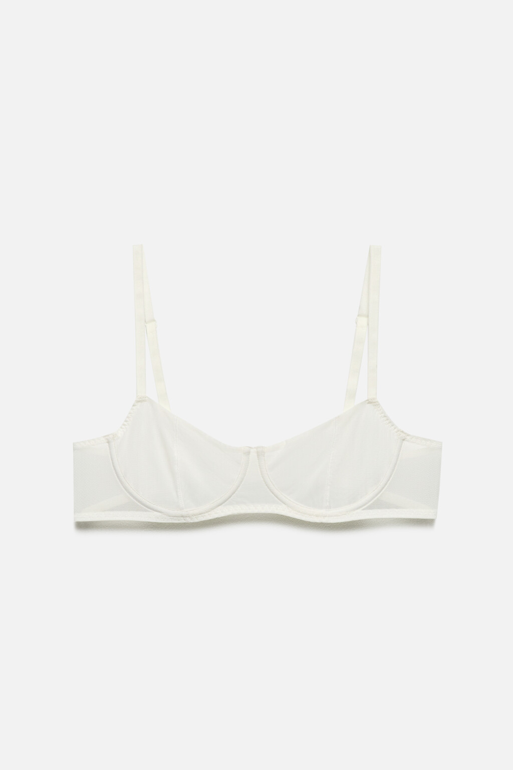 Бюстгальтер-бра сетчатый на тонких бретелях - цвет ванильный - 5