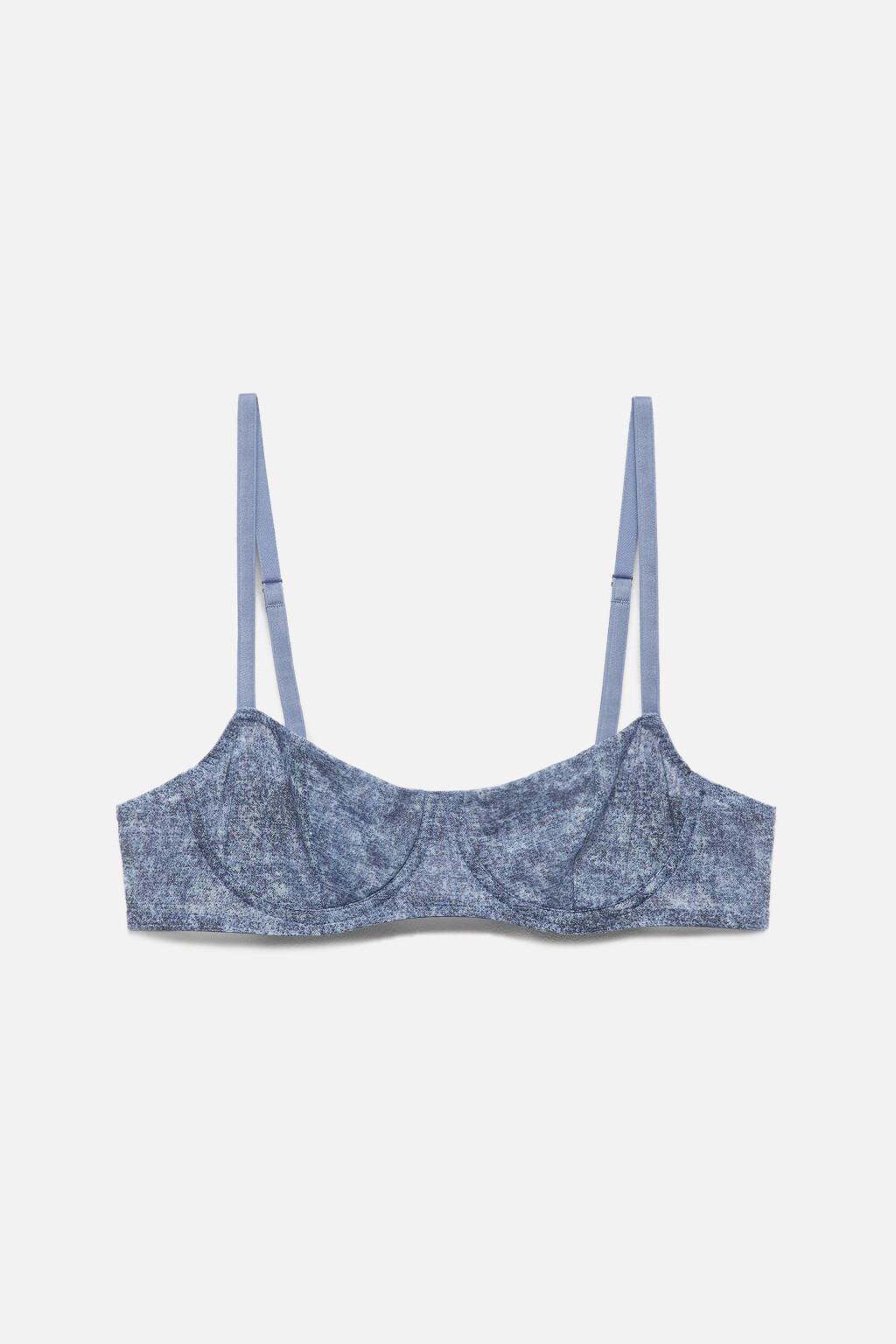 Бюстгальтер-бра сетчатый на тонких бретелях - цвет синий - 5