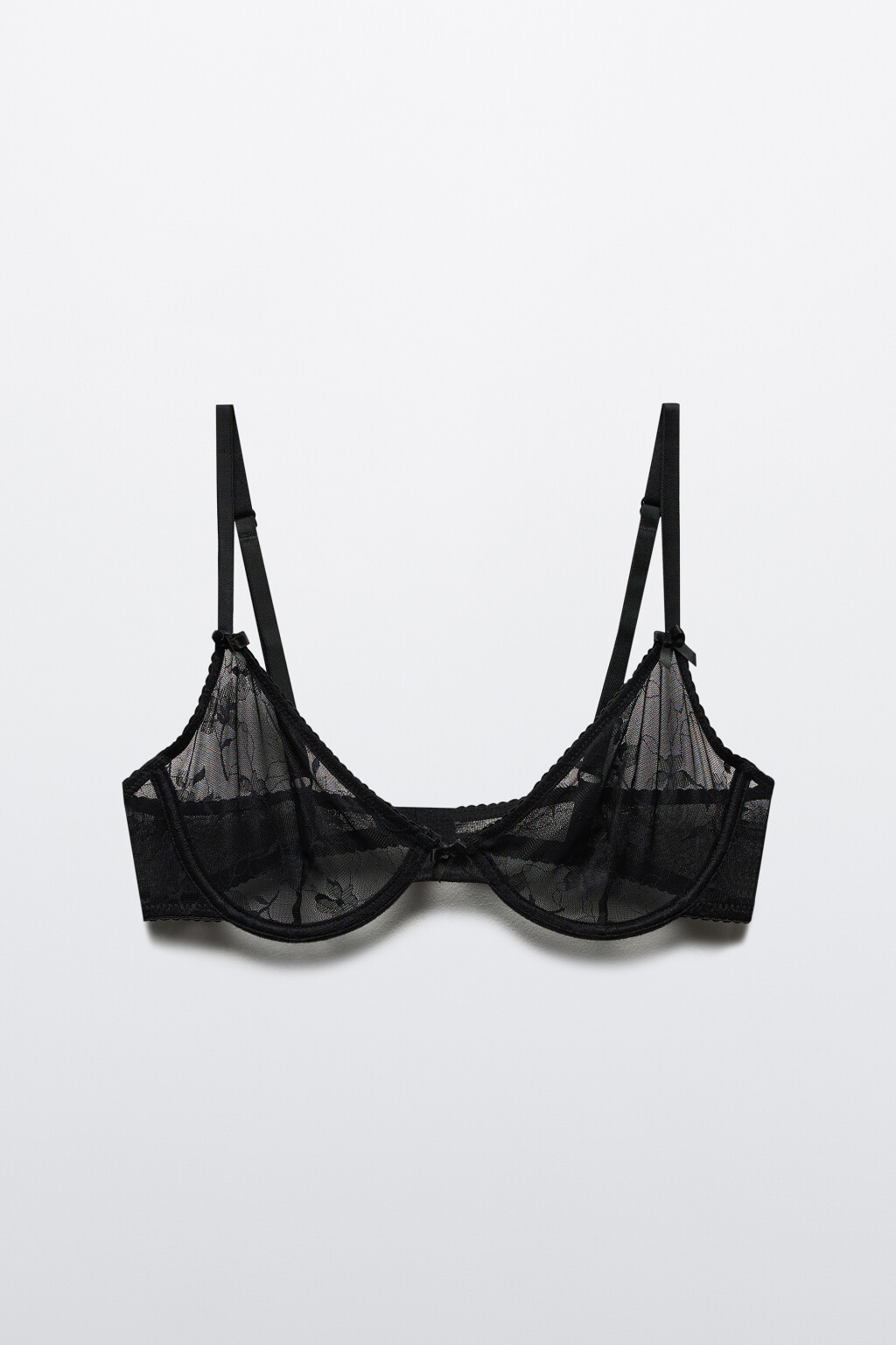 Бюстгальтер из сетки с цветочной вышивкой - цвет черный - 5