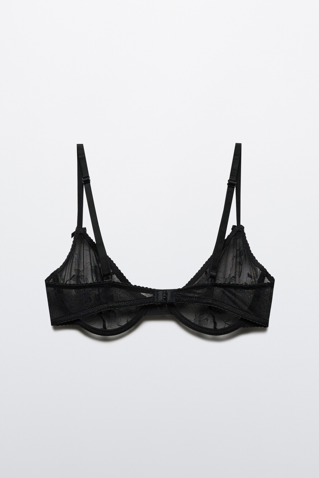 Бюстгальтер из сетки с цветочной вышивкой - цвет черный - 6