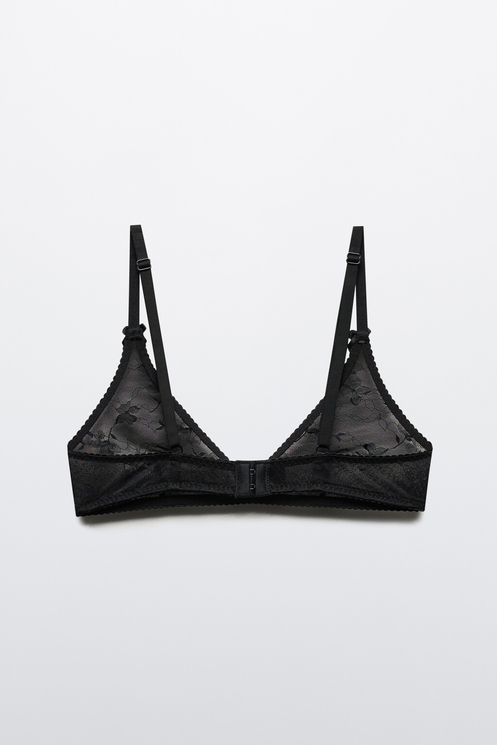 Бюстгальтер из сетки с цветочной вышивкой - цвет черный - 6