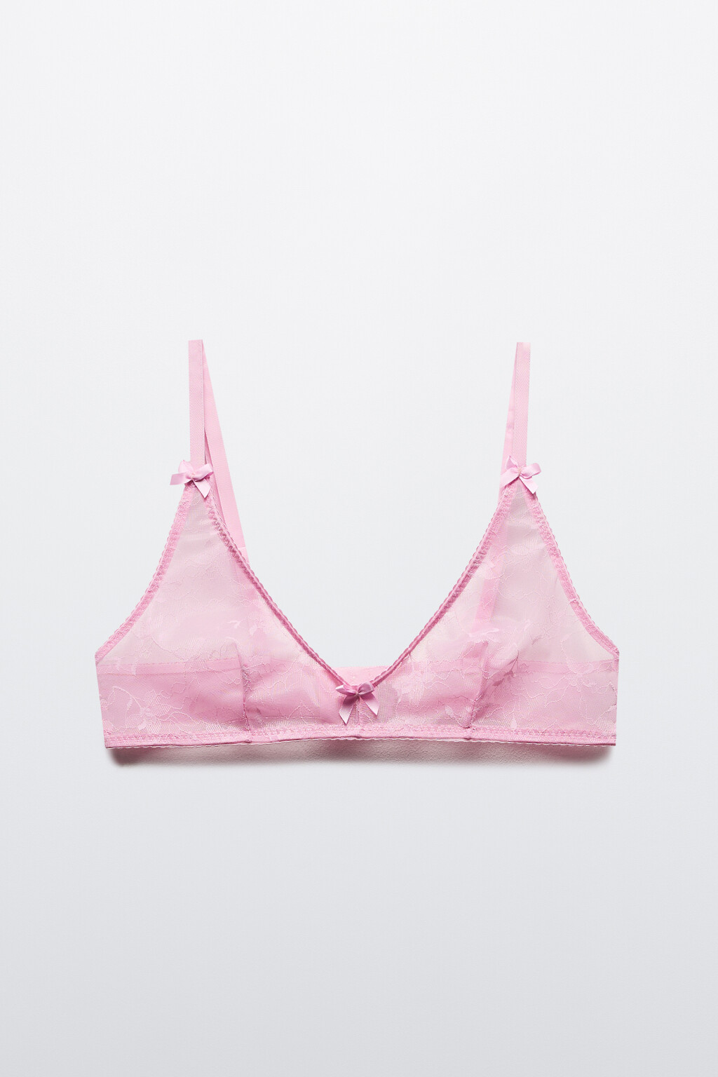 Бюстгальтер из сетки с цветочной вышивкой - цвет розовый - 5