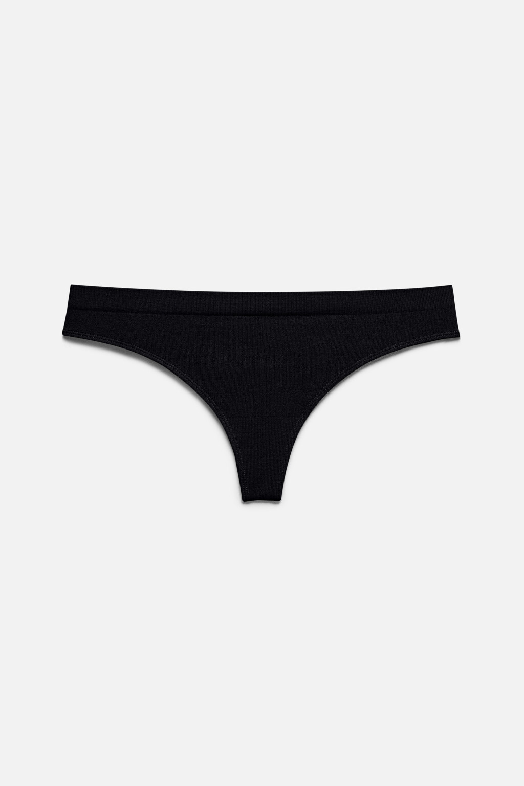 Трусы-стринги базовые бесшовные в рубчик - цвет черный - 6