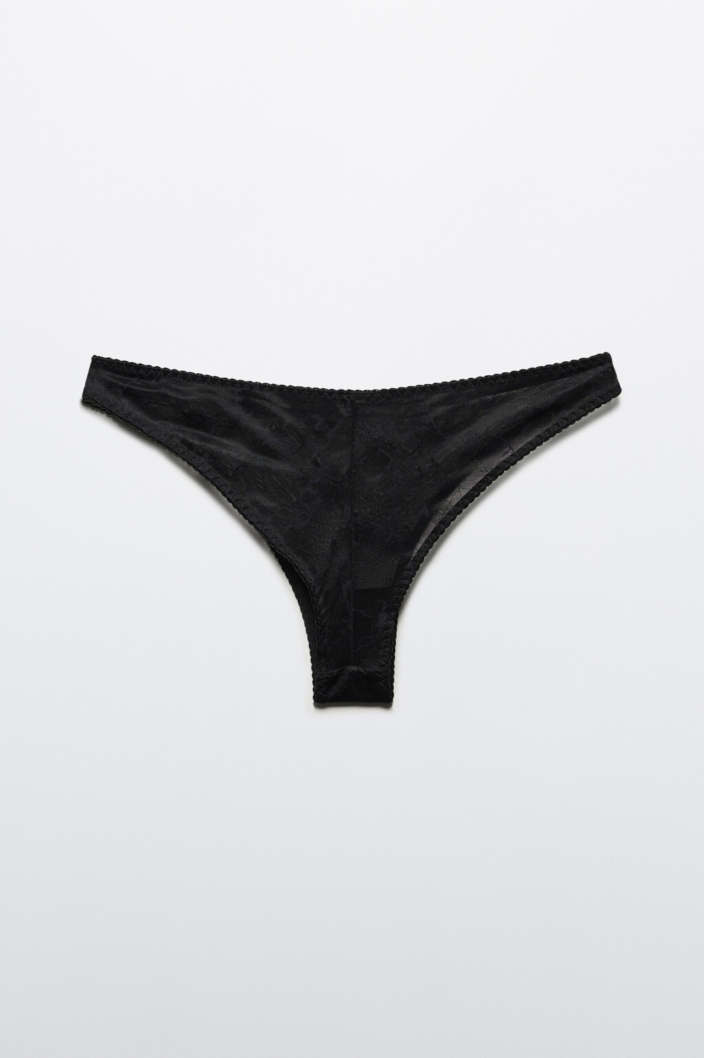 Трусы-танга из сетки с цветочной вышивкой - цвет черный - 6