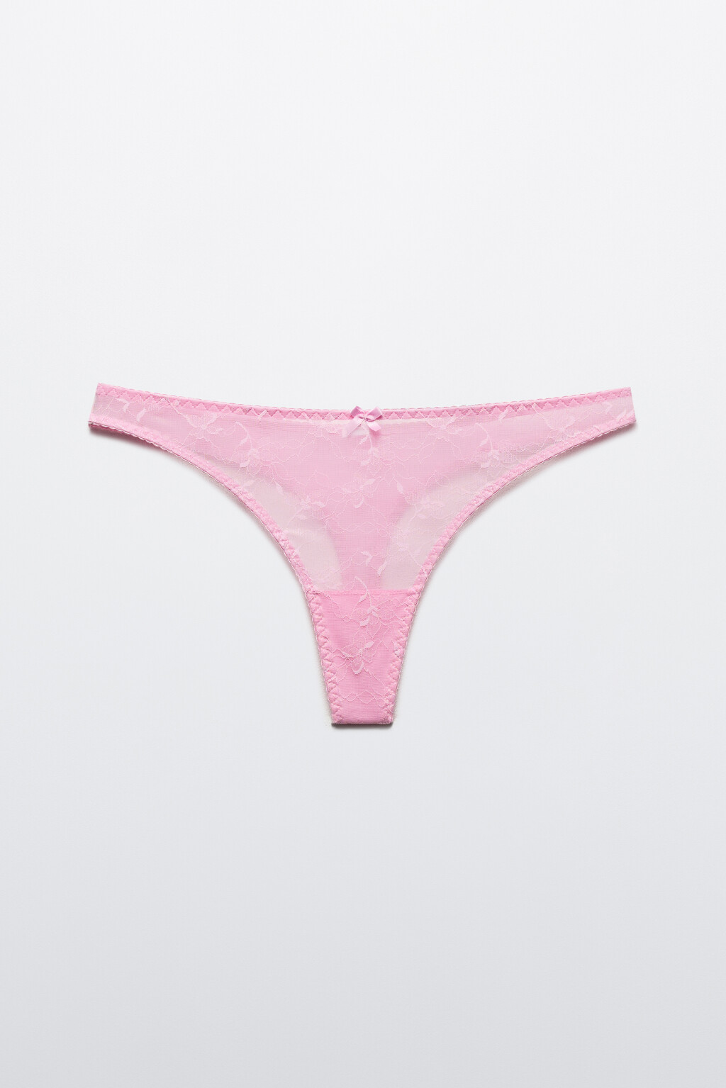 Трусы-стринги из сетки с цветочной вышивкой - цвет розовый - 5