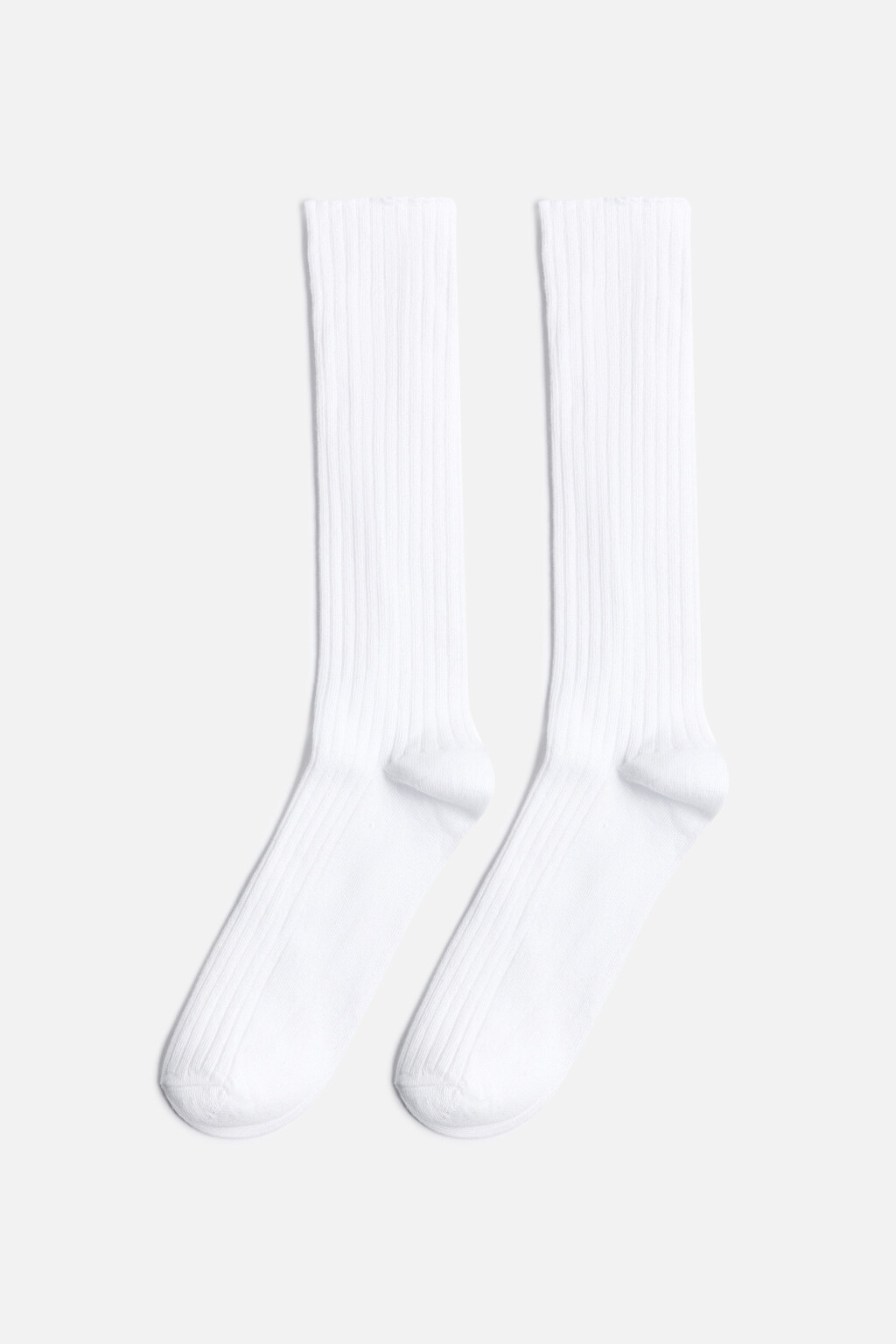Носки-гольфы хлопковые в рубчик - цвет белый - 1