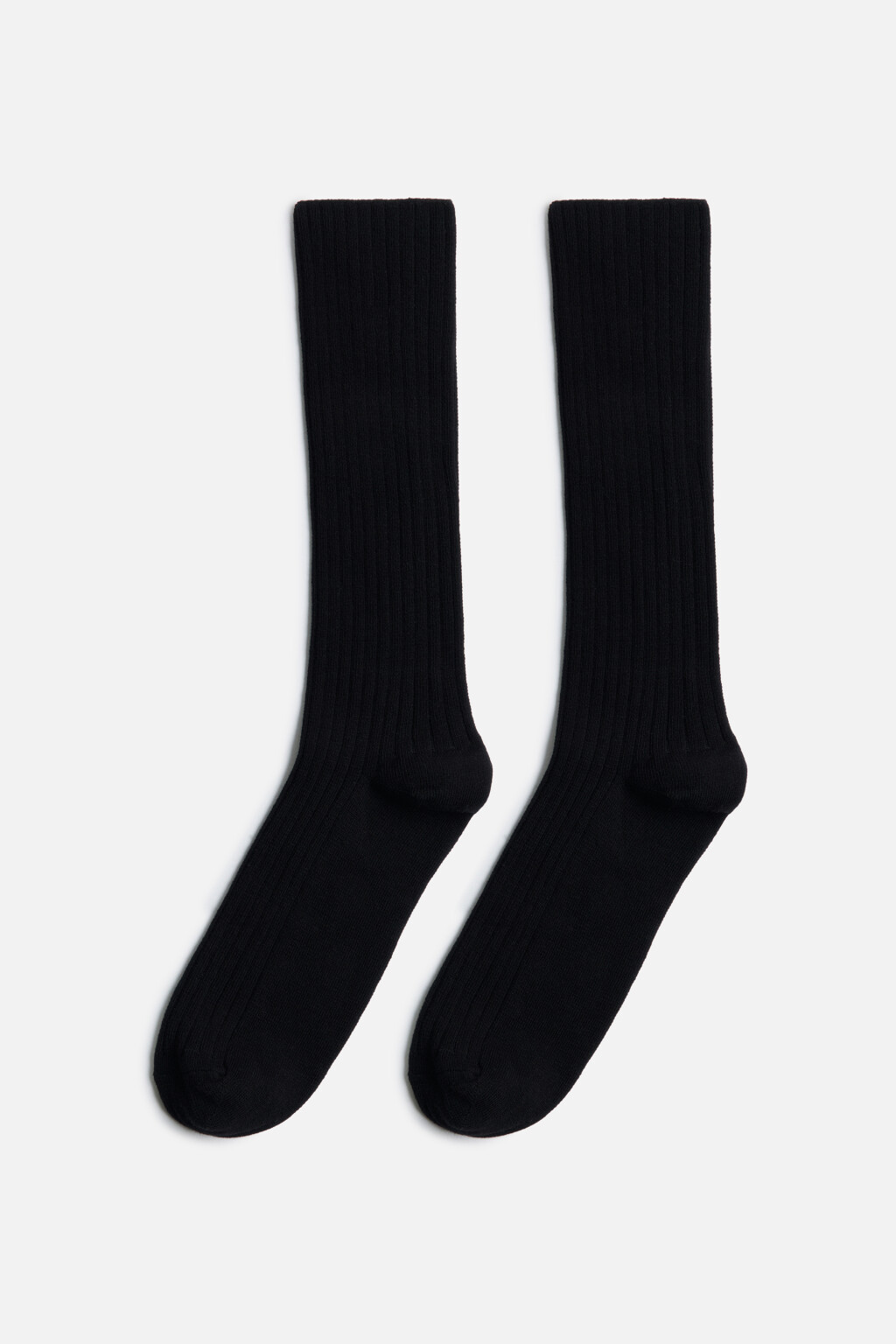 Носки-гольфы хлопковые в рубчик - цвет черный - 1