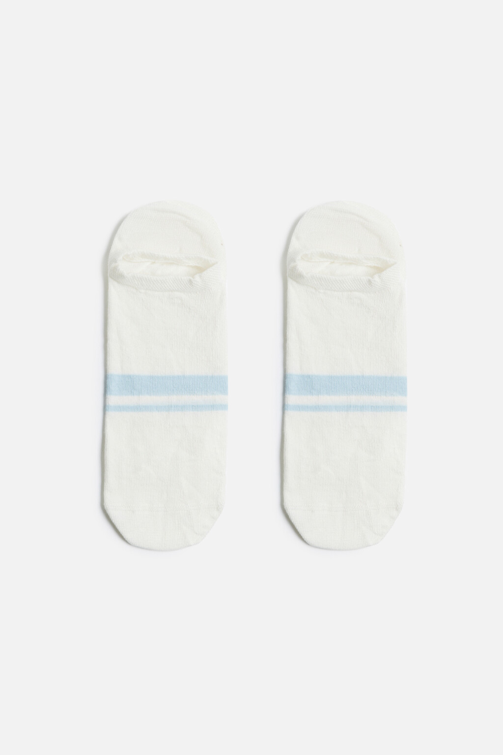 Носки-подследники хлопковые с полосками - цвет голубой - 1