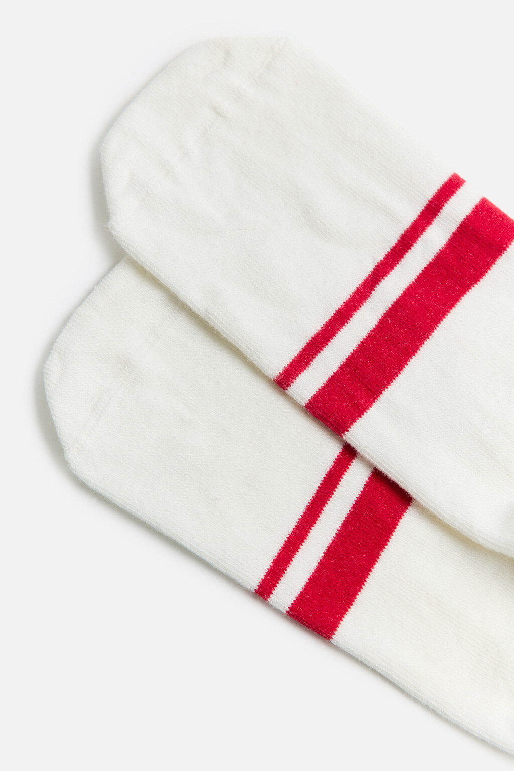 Носки-подследники хлопковые с полосками - цвет красный - 2