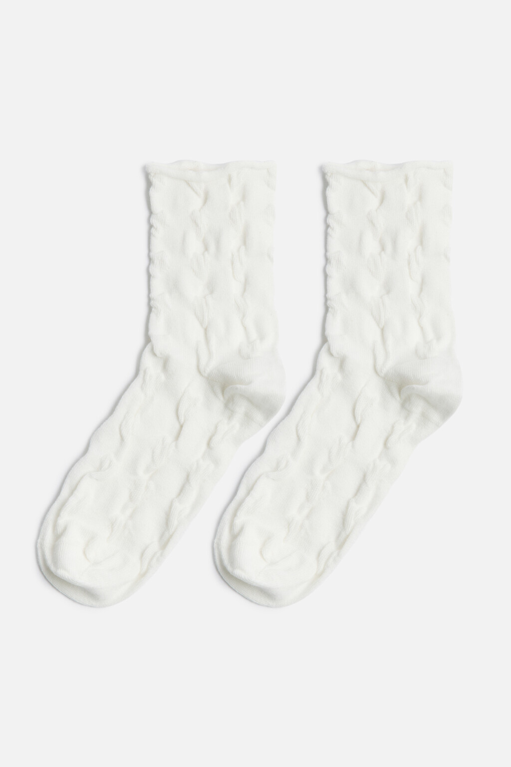 Носки хлопковые с объемным узором - цвет ванильный - 1