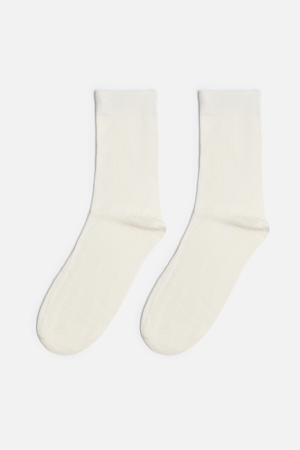 Носки высокие вискозные в рубчик - цвет ванильный - 1