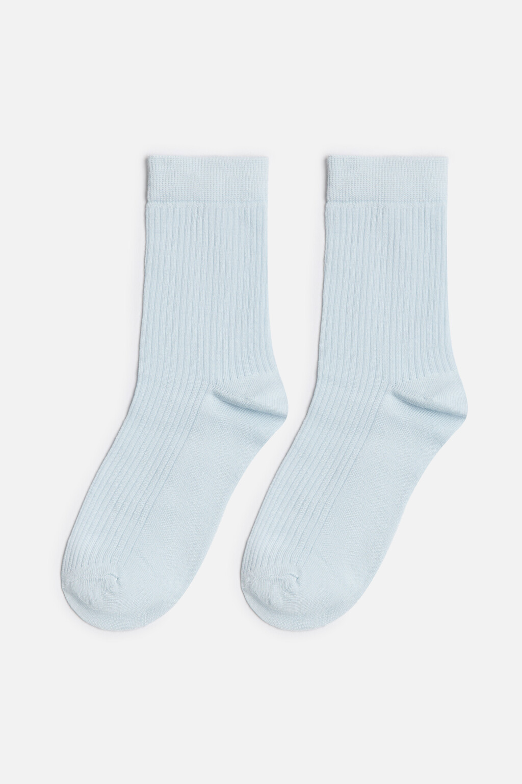 Носки высокие вискозные в рубчик - цвет голубой - 1