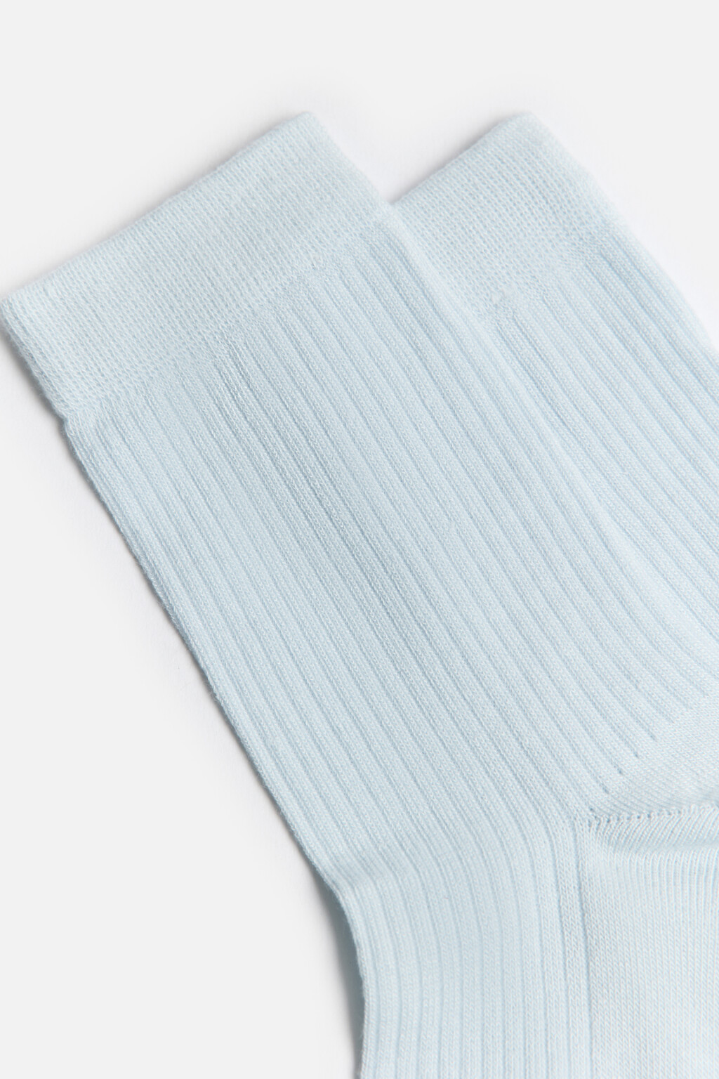 Носки высокие вискозные в рубчик - цвет голубой - 2