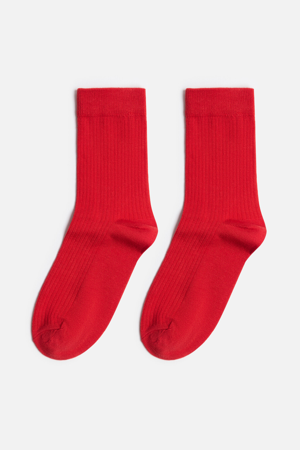 Носки высокие вискозные в рубчик - цвет красный - 4