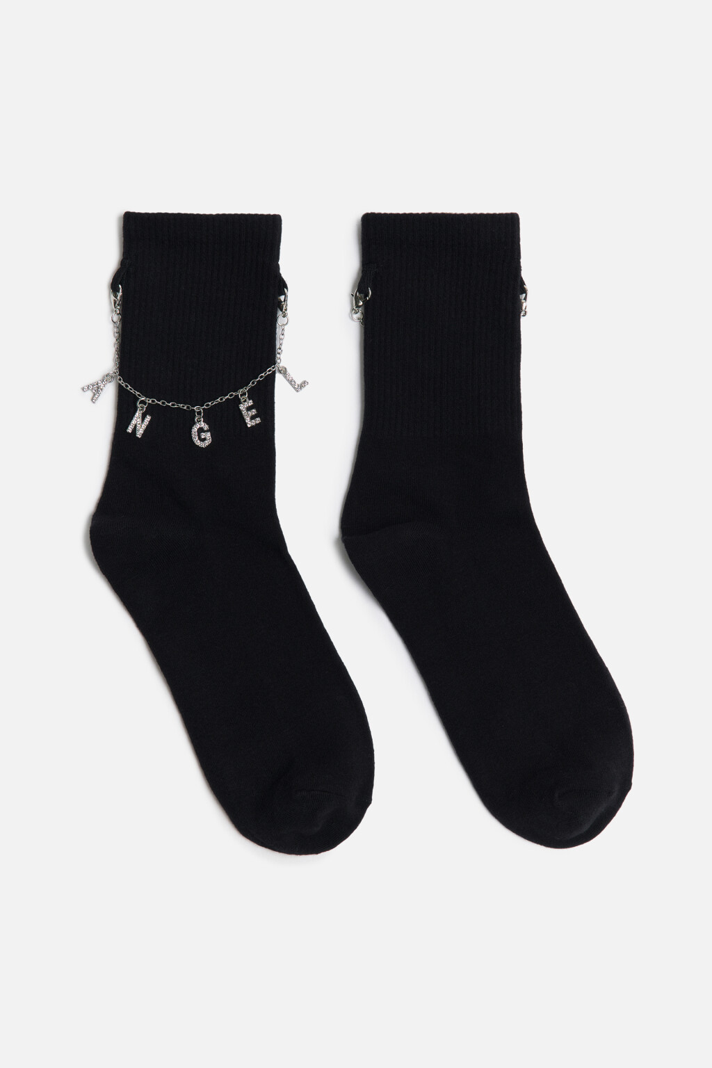 Носки высокие с цепочкой и подвесками - цвет черный - 1