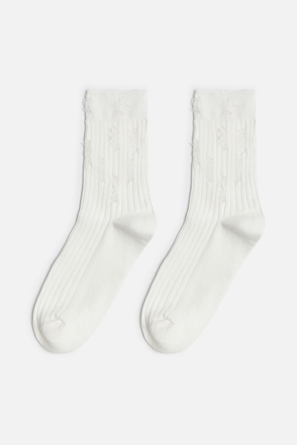 Носки рваные хлопковые в рубчик - цвет ванильный - 1