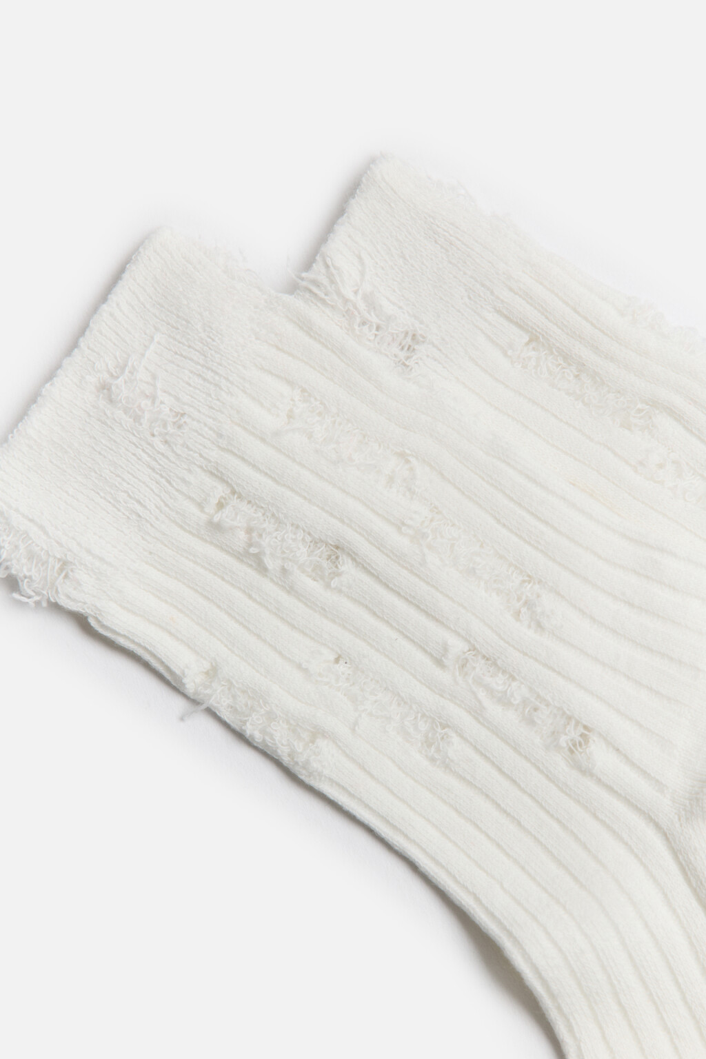 Носки рваные хлопковые в рубчик - цвет ванильный - 2