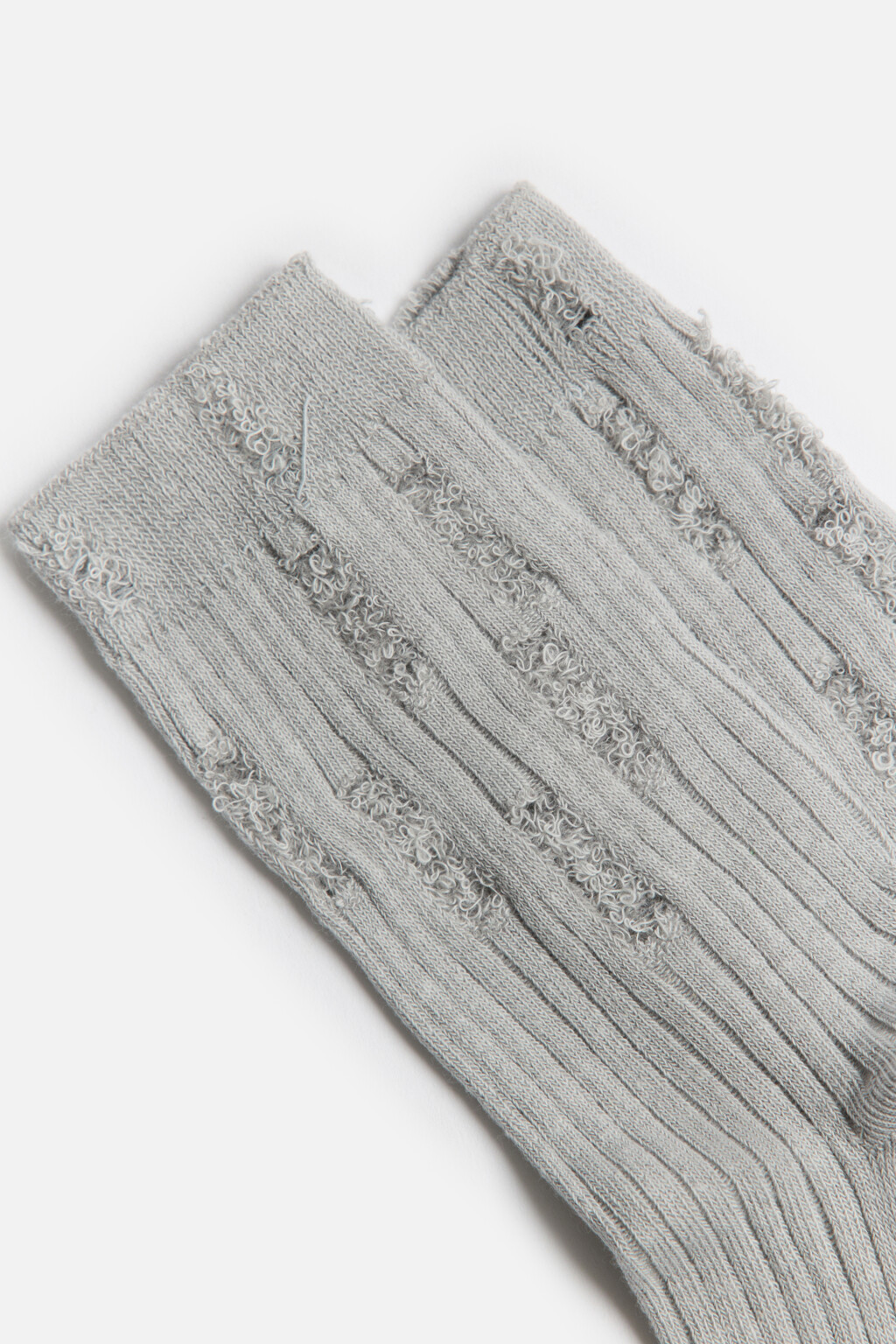 Носки рваные хлопковые в рубчик - цвет серый - 2