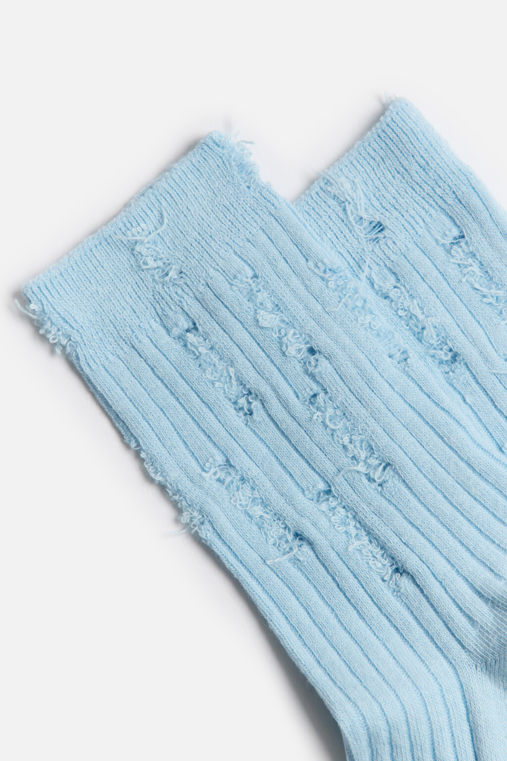 Носки рваные хлопковые в рубчик - цвет голубой - 2