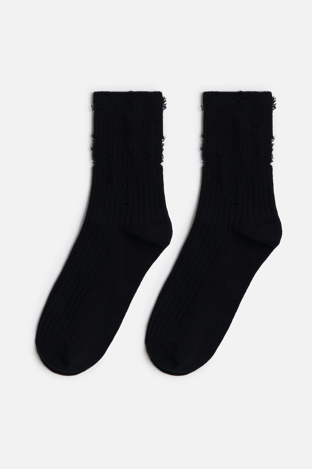 Носки рваные хлопковые в рубчик - цвет черный - 1