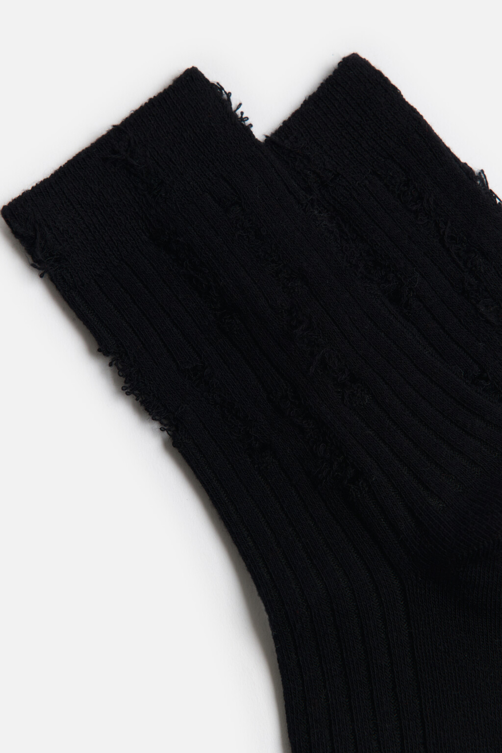 Носки рваные хлопковые в рубчик - цвет черный - 2