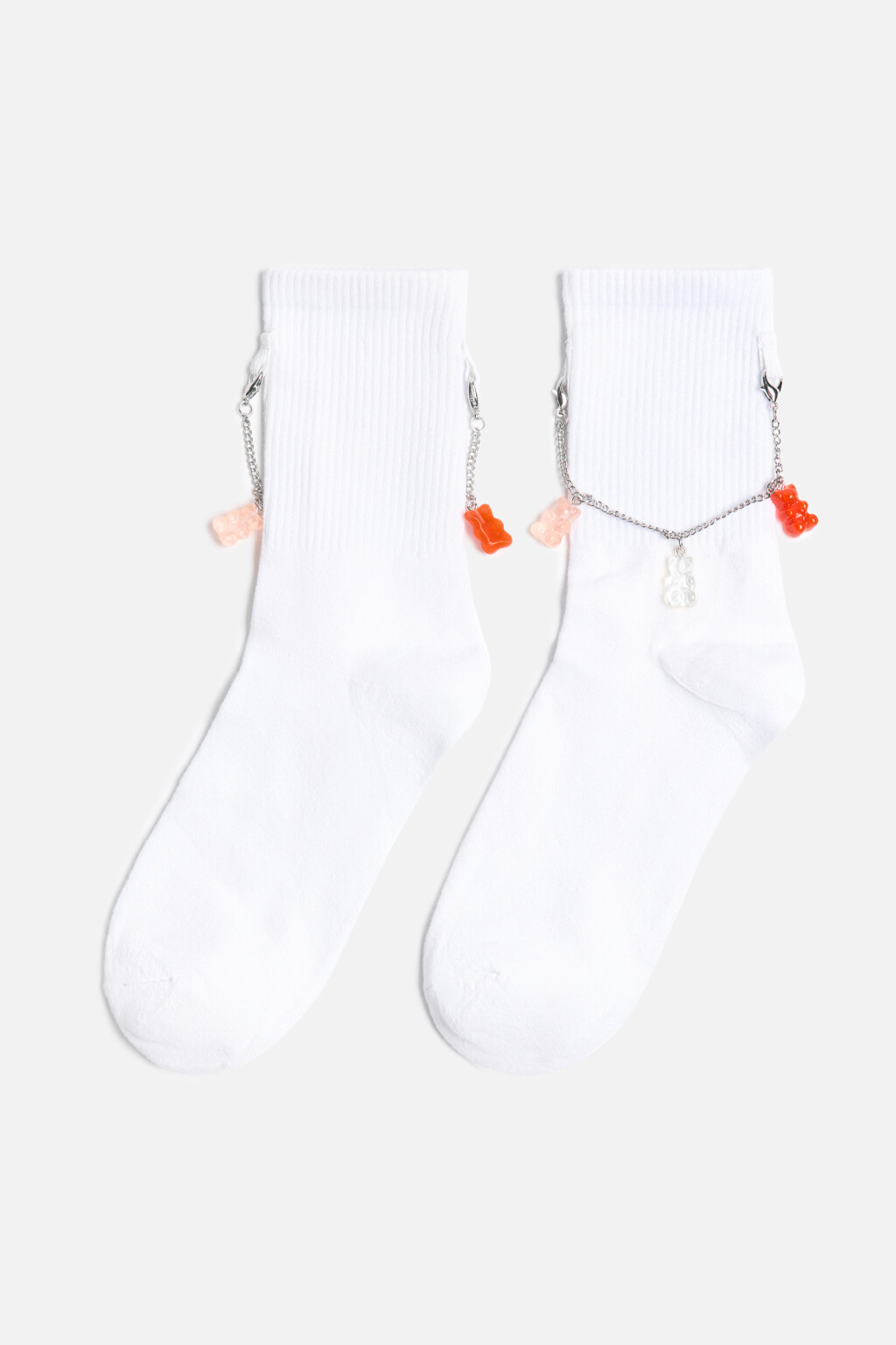 Носки высокие с декоративной цепочкой - цвет белый - 1