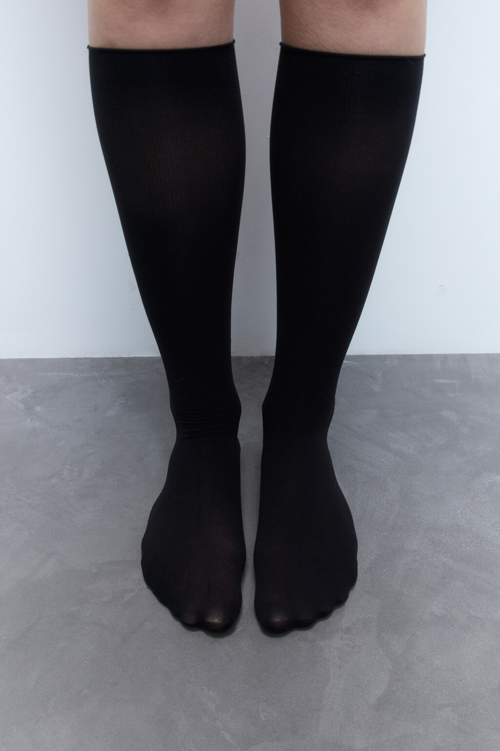 Гольфы ниже колена в рубчик - цвет черный - 2