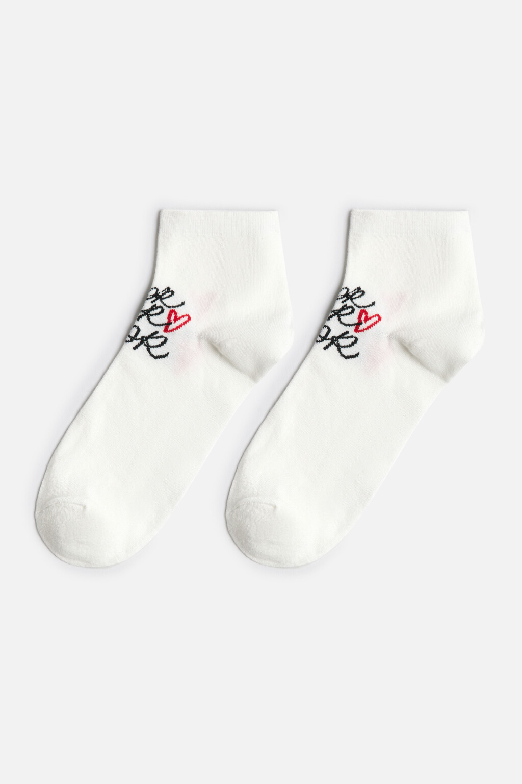 Носки короткие хлопковые с принтом - цвет черный - 1