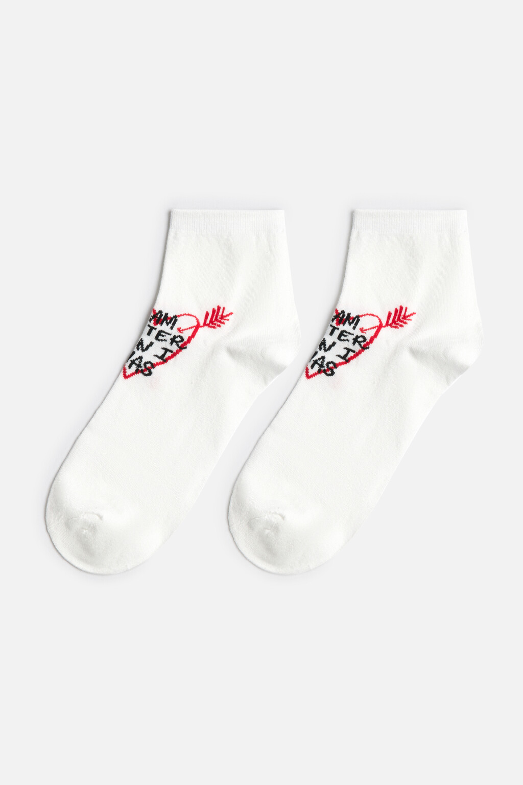 Носки короткие хлопковые с принтом - цвет черный - 1