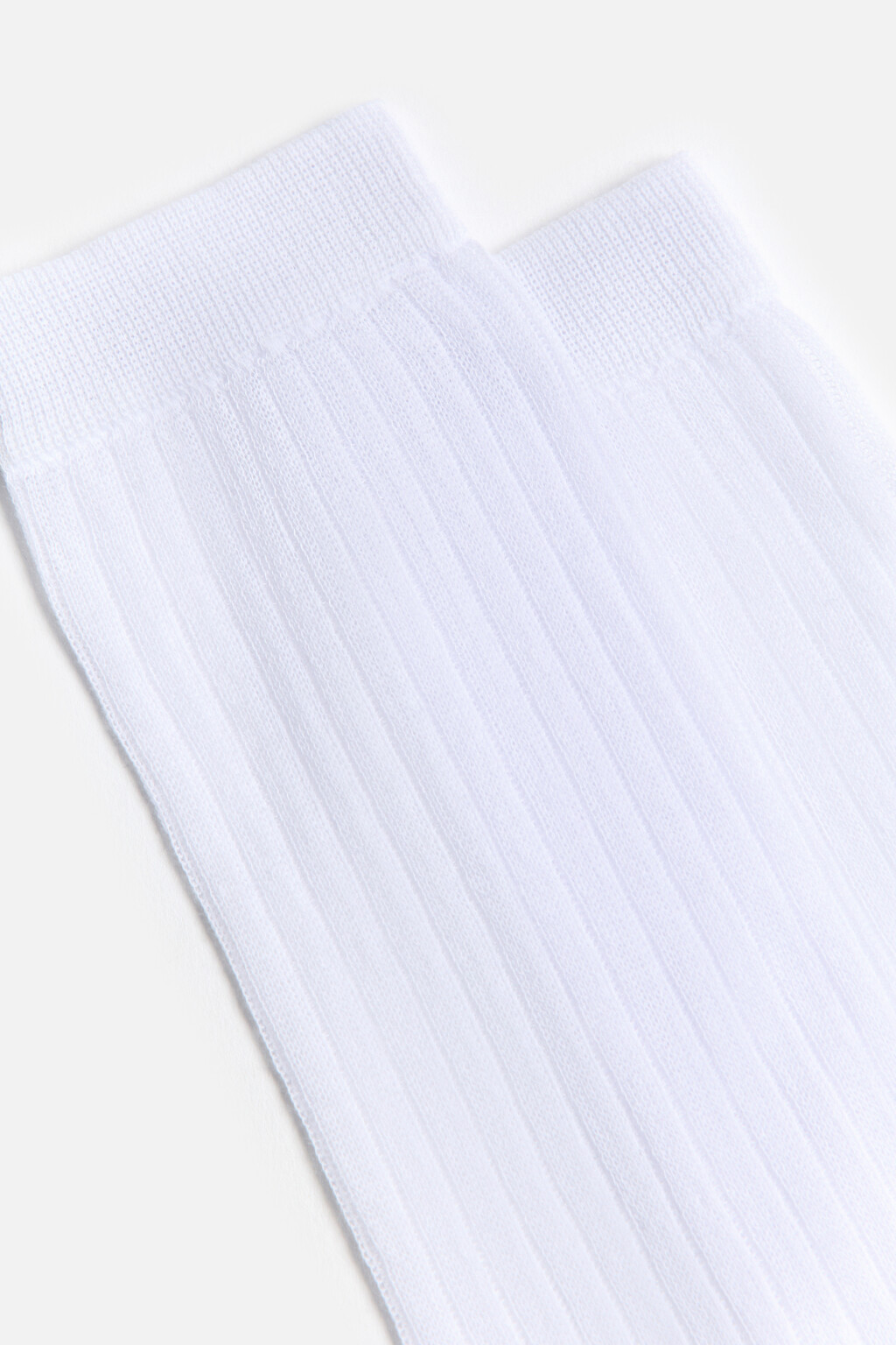 Гольфы тонкие в крупный рубчик - цвет белый - 5