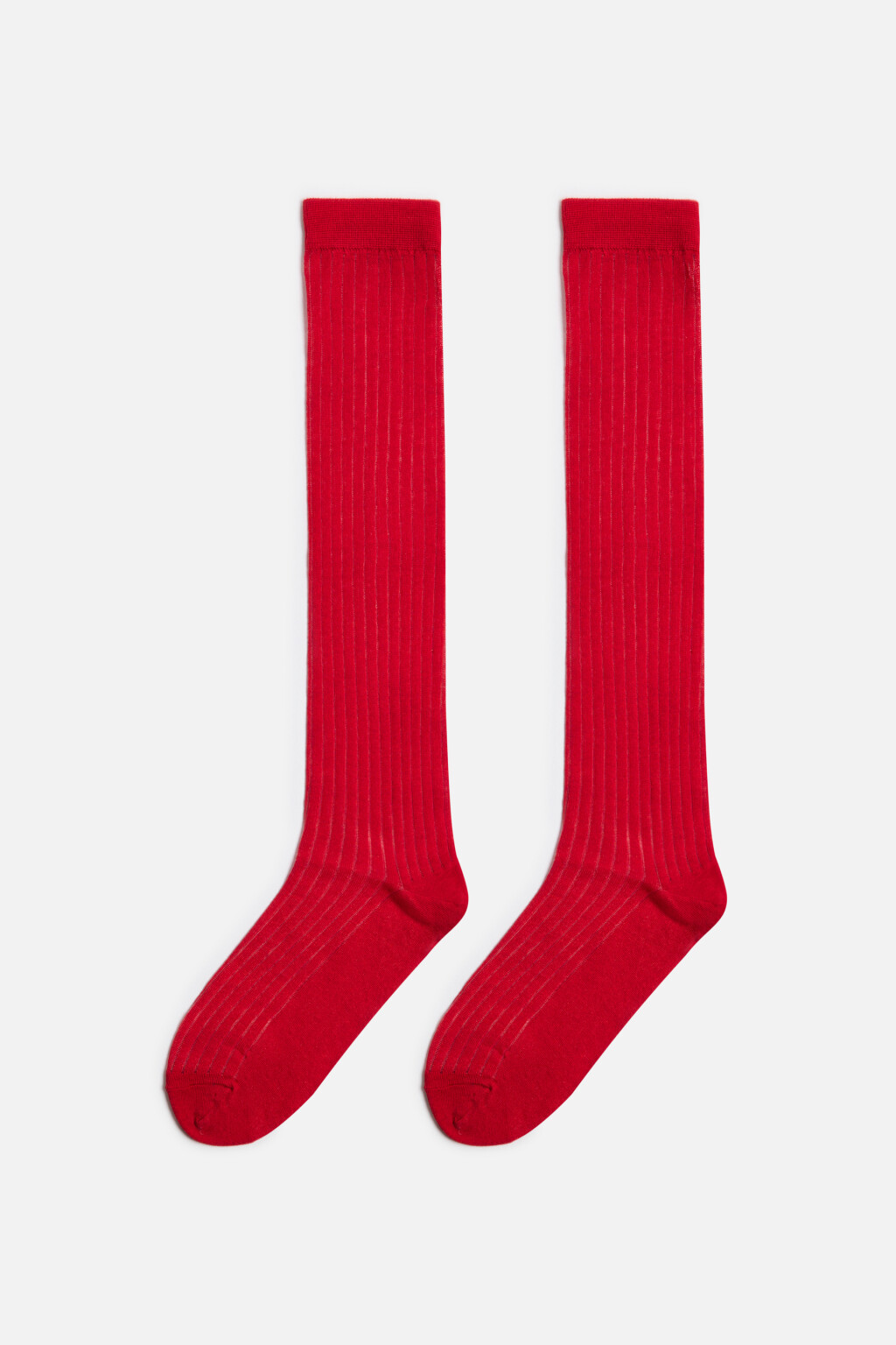 Гольфы тонкие в крупный рубчик - цвет красный - 1