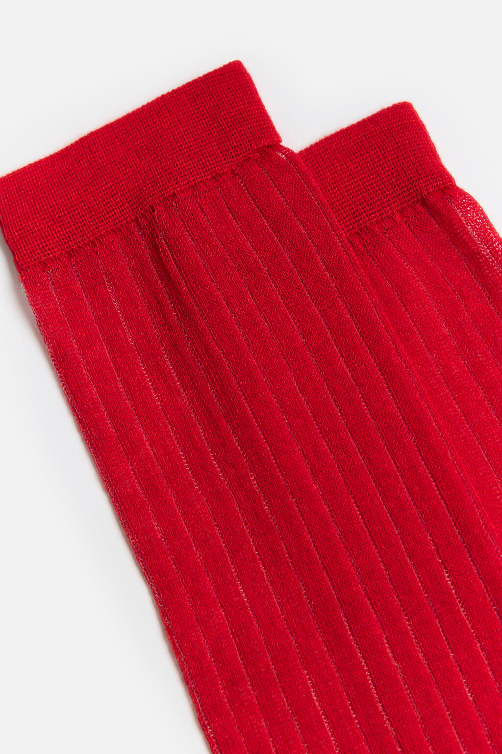 Гольфы тонкие в крупный рубчик - цвет красный - 2