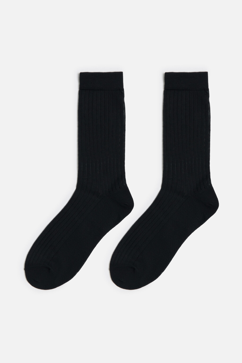Носки высокие однотонные в рубчик - цвет черный - 4