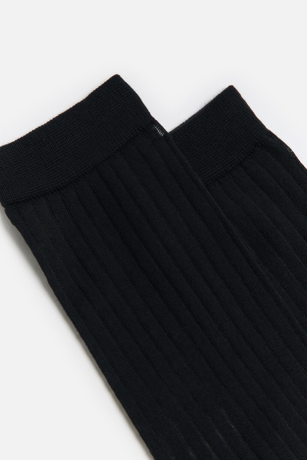 Носки высокие однотонные в рубчик - цвет черный - 5