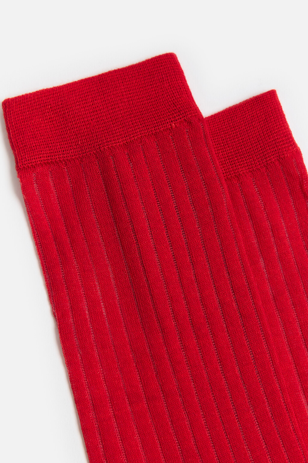Носки высокие однотонные в рубчик - цвет красный - 2