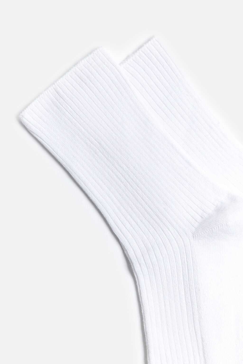 Носки высокие в рубчик из бамбука - цвет белый - 2