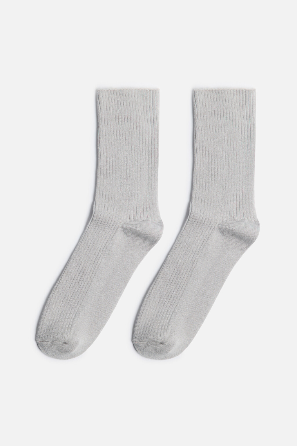 Носки высокие в рубчик из бамбука - цвет серый - 1