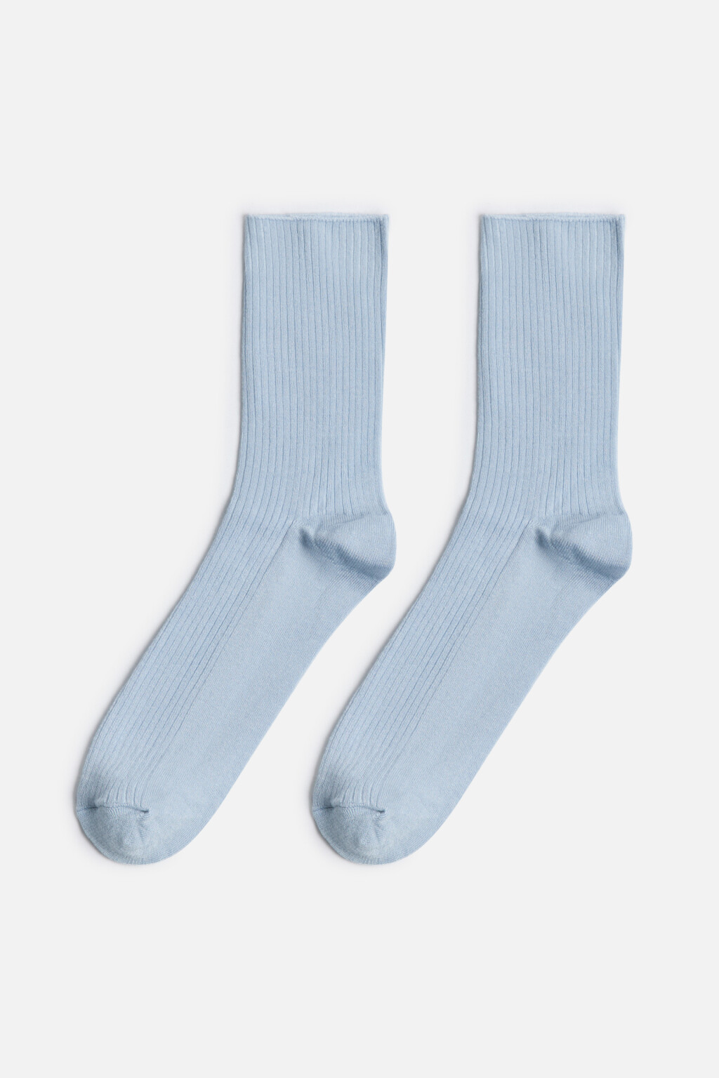 Носки высокие в рубчик из бамбука - цвет голубой - 1