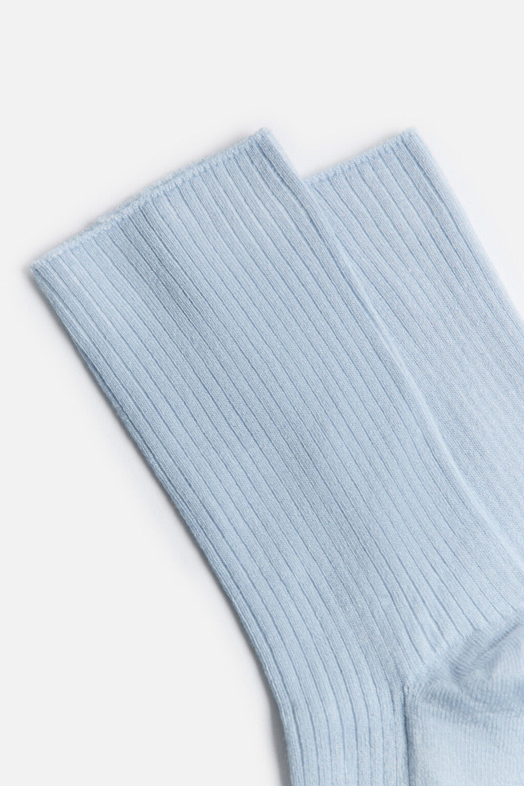 Носки высокие в рубчик из бамбука - цвет голубой - 2