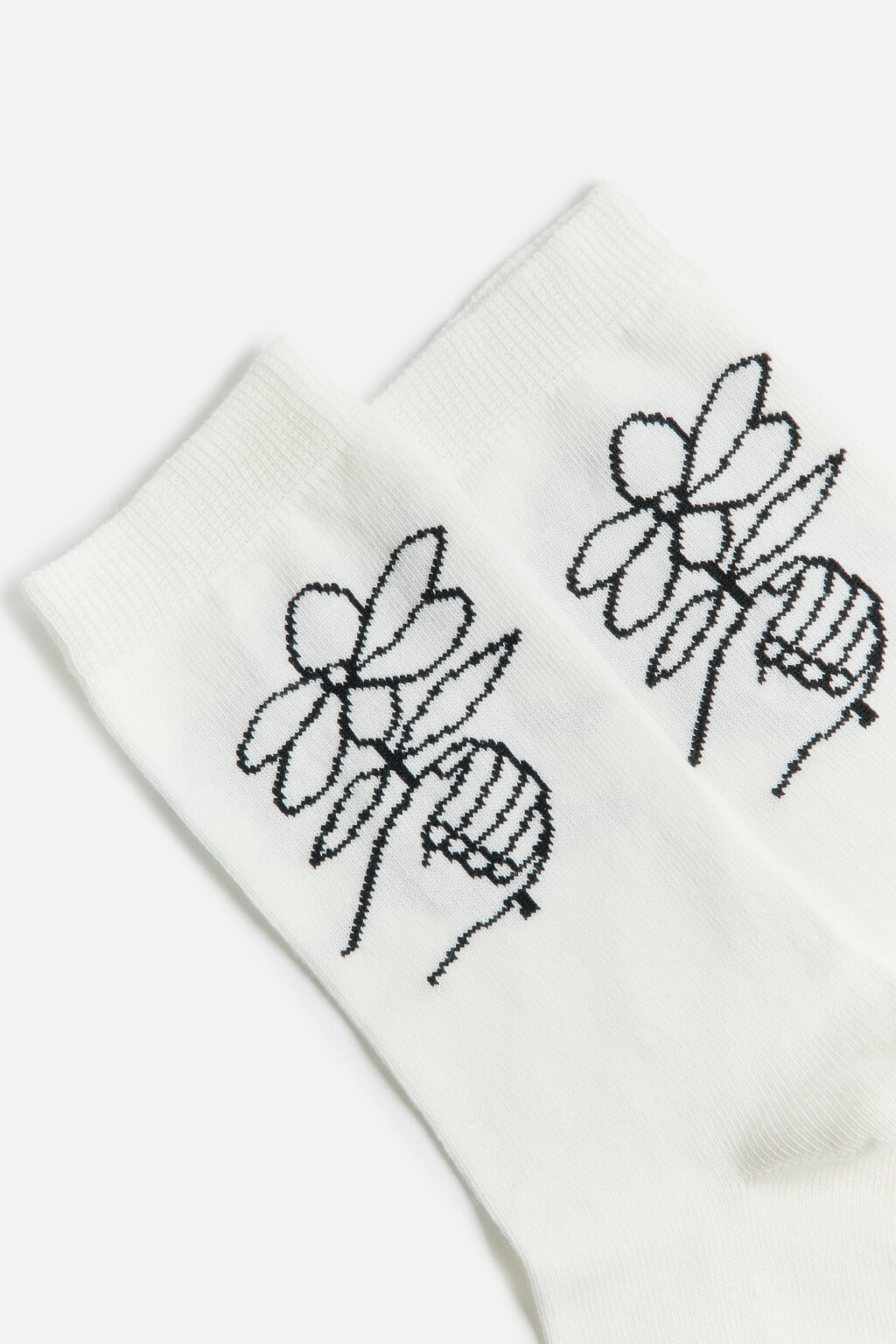 Носки высокие хлопковые с надписью - цвет черный - 2