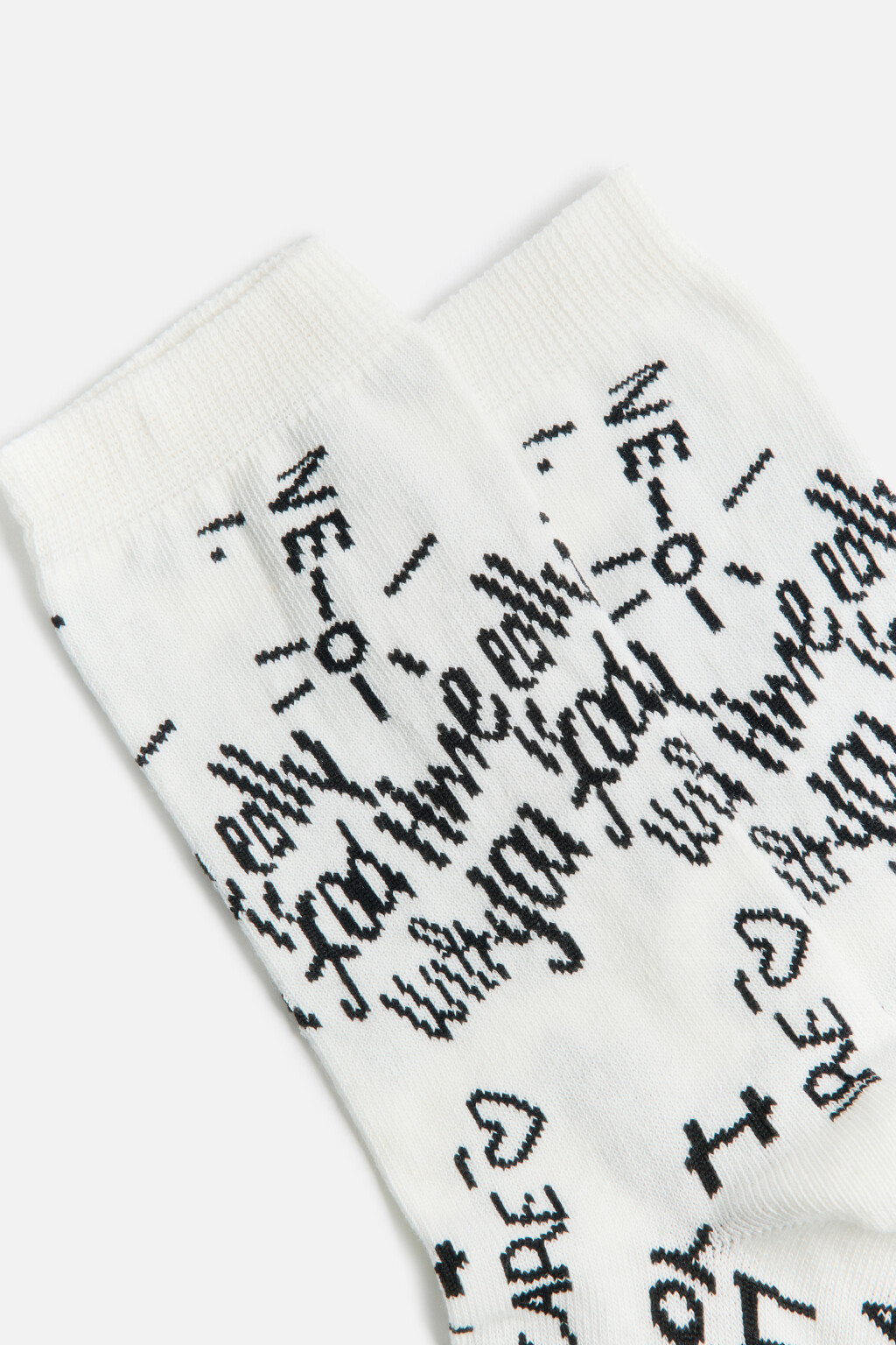Носки высокие хлопковые с надписью - цвет черный - 2