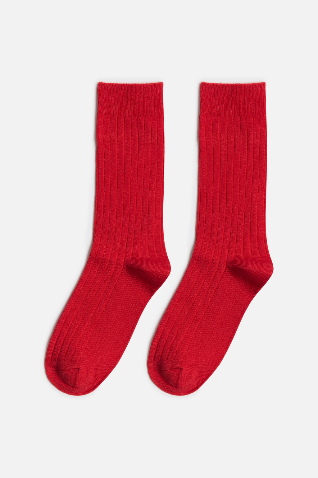Носки высокие вискозные в рубчик - цвет красный - 1