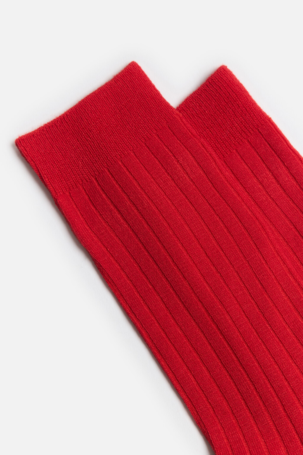 Носки высокие вискозные в рубчик - цвет красный - 2