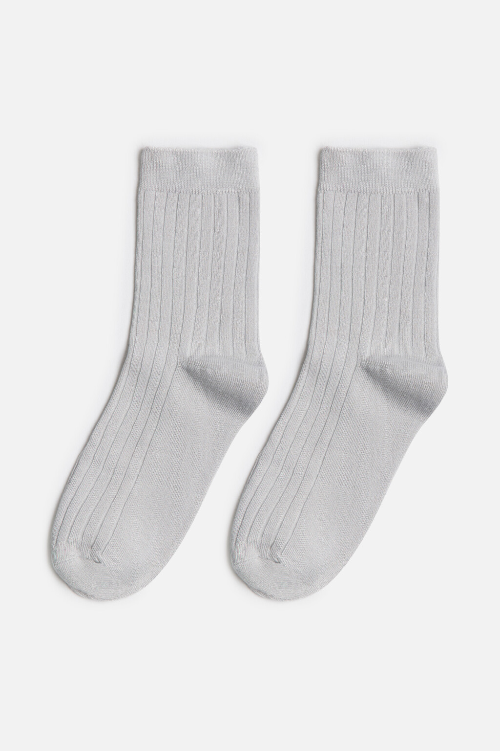 Носки высокие вискозные в рубчик - цвет серый - 1