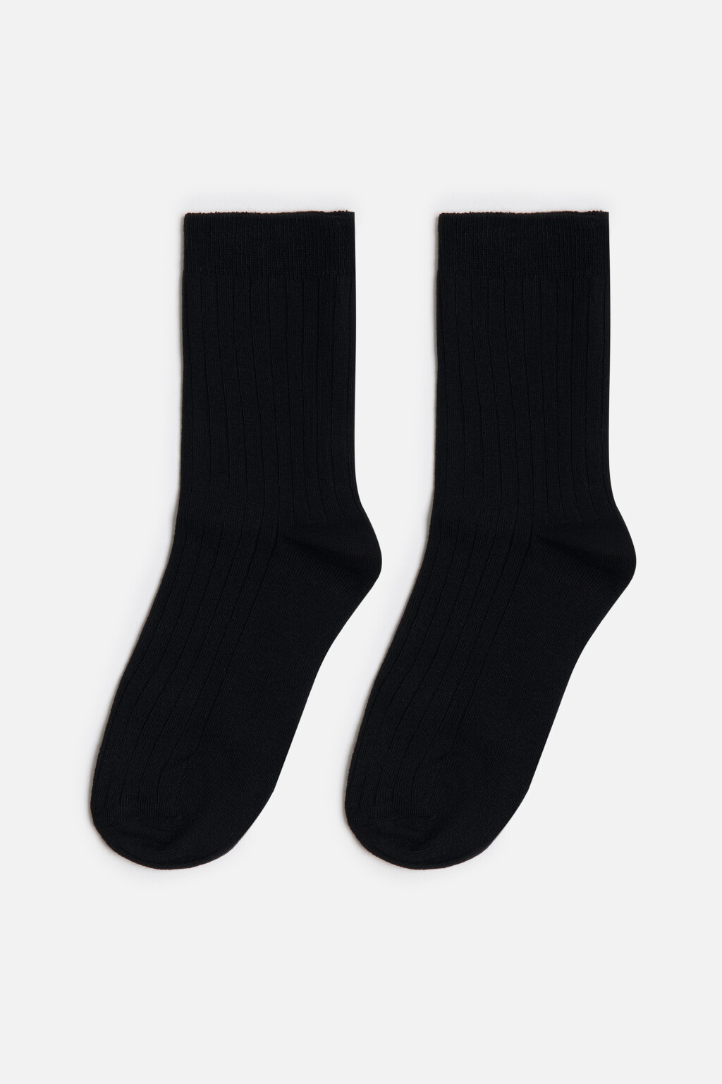Носки высокие вискозные в рубчик - цвет черный - 1
