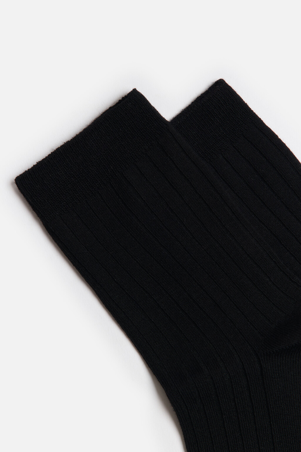 Носки высокие вискозные в рубчик - цвет черный - 2
